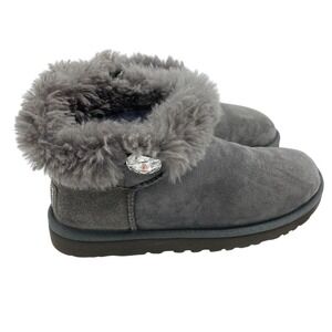 UGG Mini Bailey‎ Button Bling 1003889 Gray Mouton - Women's Boots Size 8